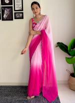 Faux Georgette Pink Party Wear Sequence Work Saree